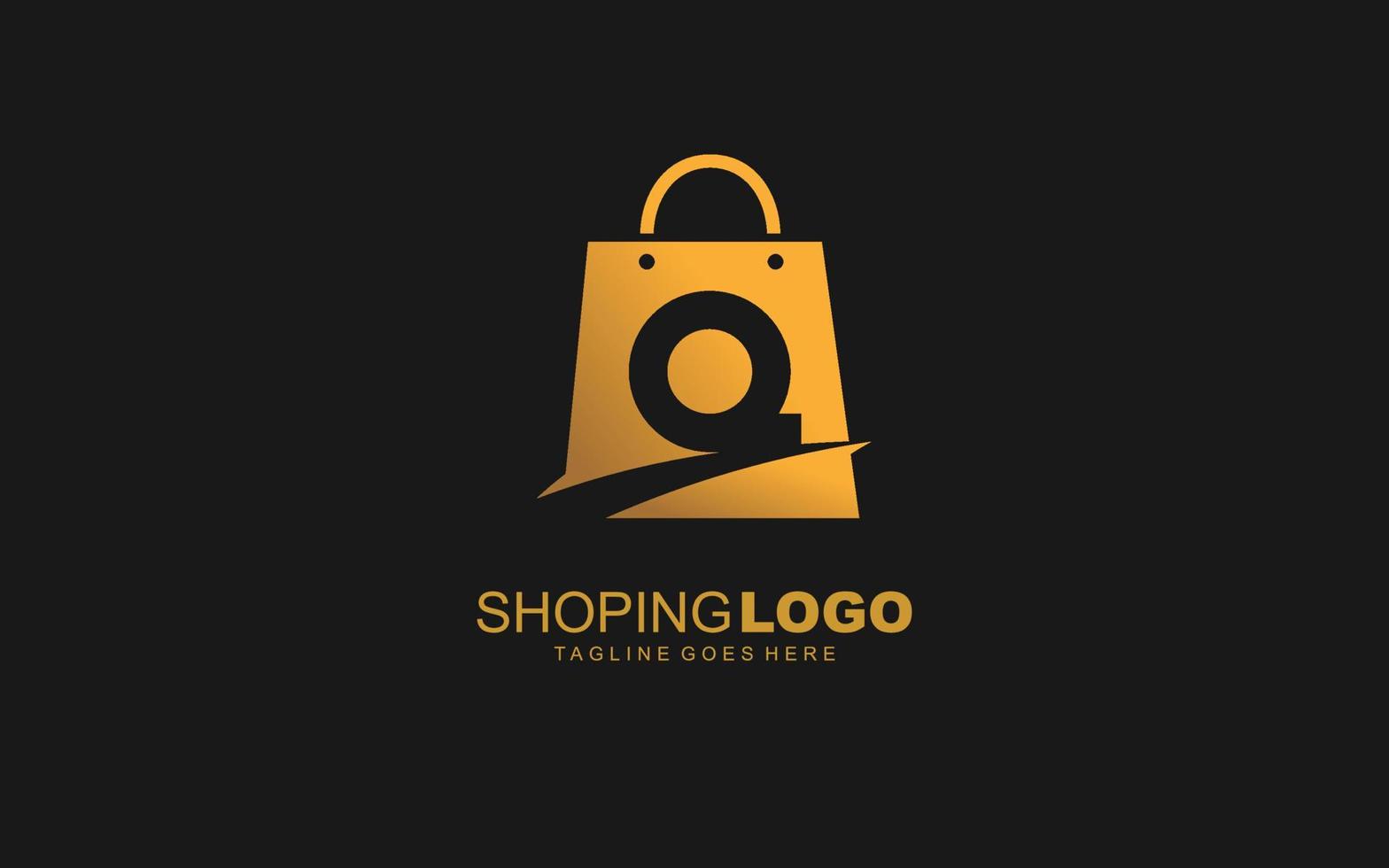 q Logo Onlineshop für Branding Company. Taschenschablonen-Vektorillustration für Ihre Marke. vektor