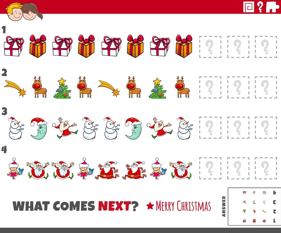 mönsteruppgift för barn med tecknade julkaraktärer vektor