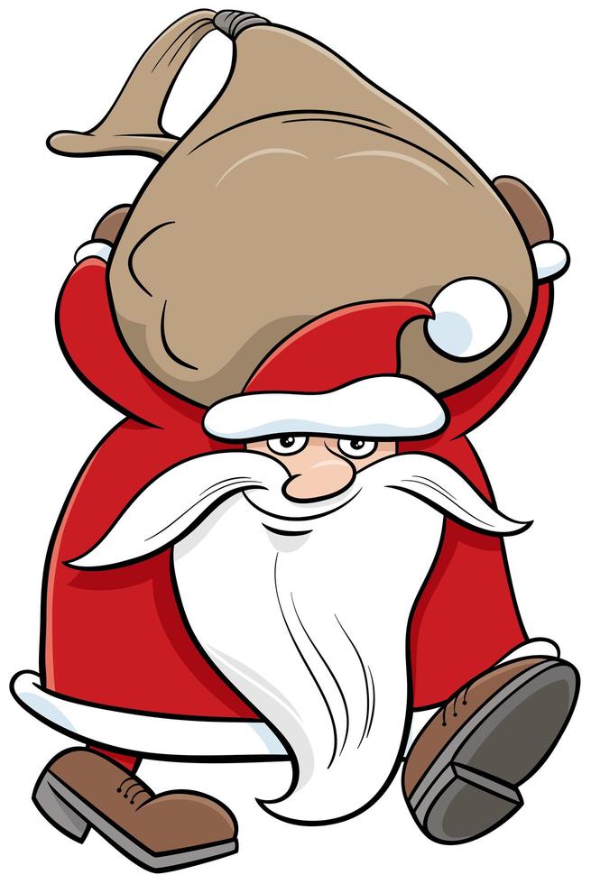 Weihnachtsmann Charakter der Weihnachtsmann tragenden Sack der Geschenke vektor