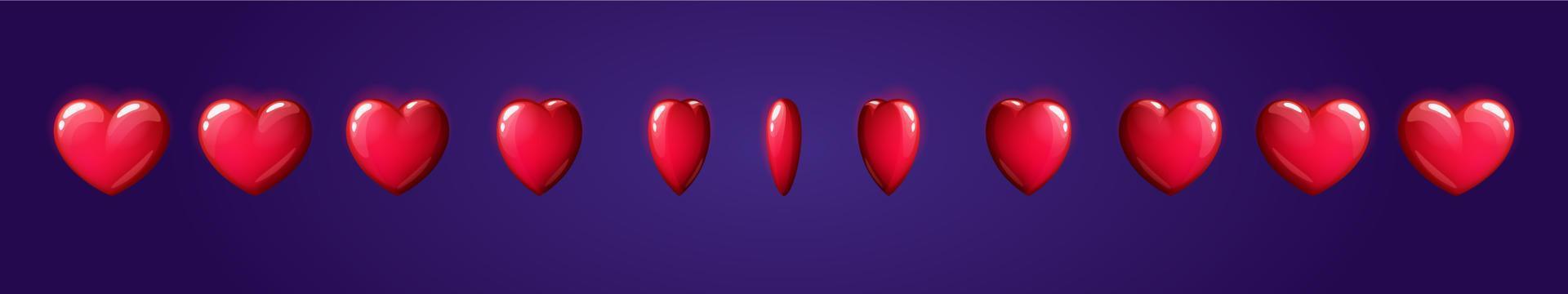 animering sprite ark av röd hjärta rotation vektor