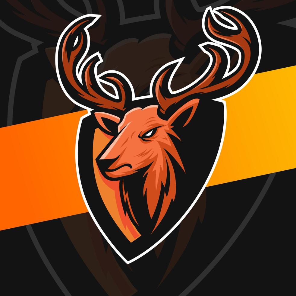 rådjur jägare maskot karaktär esport logotyp med skydda för gaming och jakt logotyp begrepp vektor