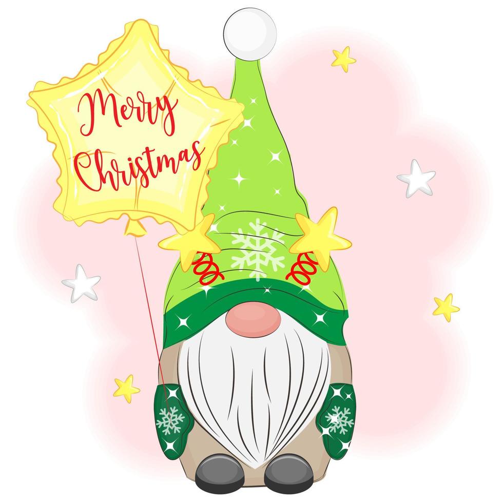 jul söt gnome med stjärnor på hans huvud illustration vektor