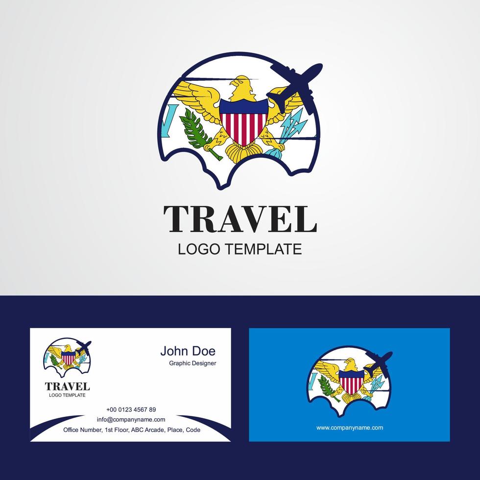 reisen jungferninseln us flag logo und visitenkartendesign vektor