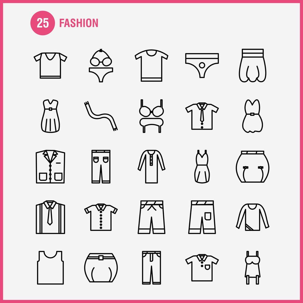 Fashion-Line-Icons für Infografiken, mobiles Uxui-Kit und Druckdesign, umfassen Fön, Friseur, Haare, Make-up, Oberteil, Bekleidungskollektion, modernes Infografik-Logo und Piktogramm-Vektor vektor