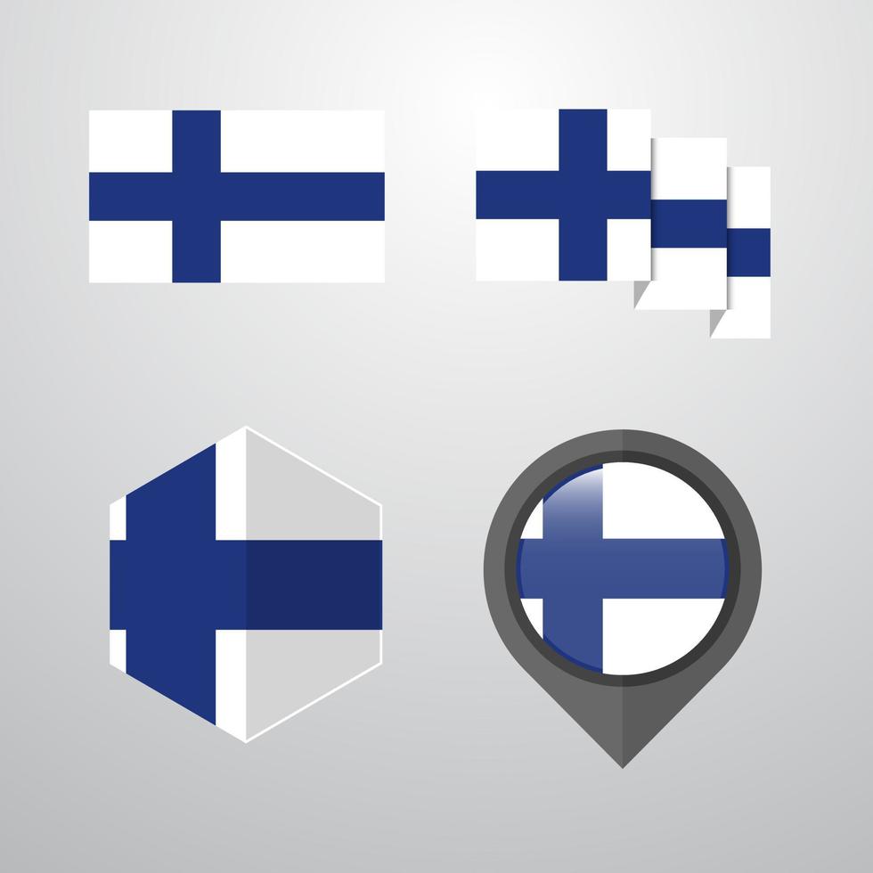 finland flagga design uppsättning vektor