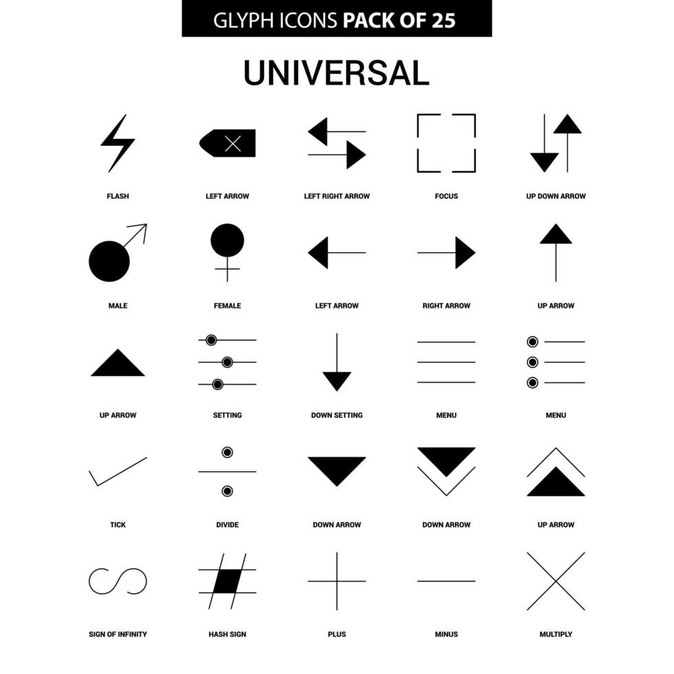 universeller Glyphen-Vektor-Icon-Set vektor