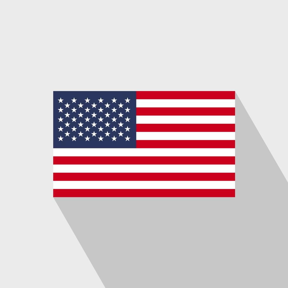 Vereinigte Staaten von Amerika Flagge langer Schatten Designvektor vektor