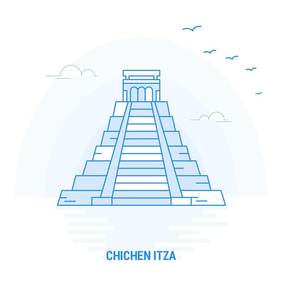 chichen itza blå landmärke kreativ bakgrund och affisch mall vektor