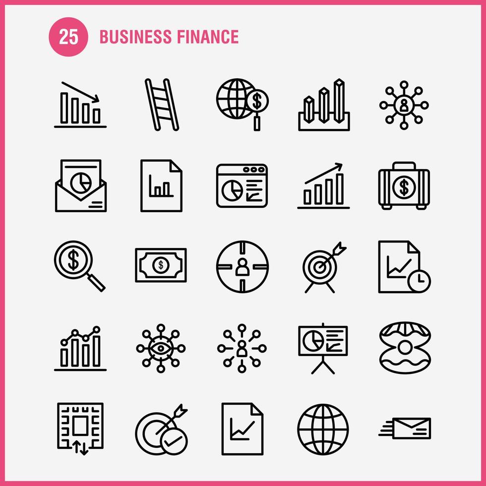 Business Finance Line Icon Pack für Designer und Entwickler Icons von Bag Aktenkoffer Business Fashion Finance Business Eye Mission Vektor