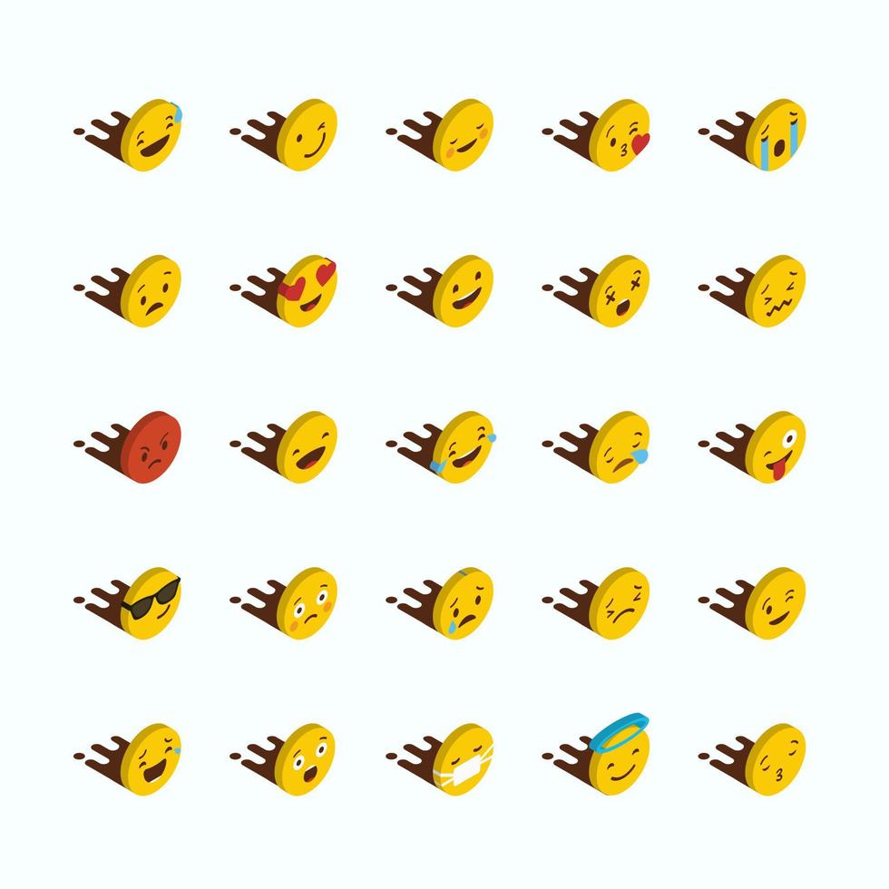 uppsättning av gul emojis design vektor