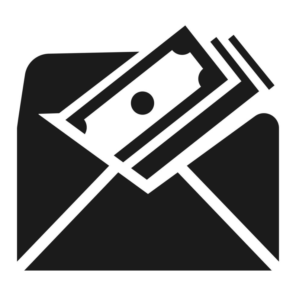 kuvert bestickning pengar ikon, enkel stil vektor