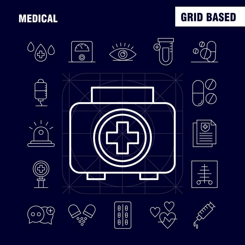 medizinische zeilensymbole für infografiken, mobiles uxui-kit und druckdesign umfassen medizinisches krankenhaus gesundheitswesen medizinisches röhrenlabor plus eps 10-vektor vektor