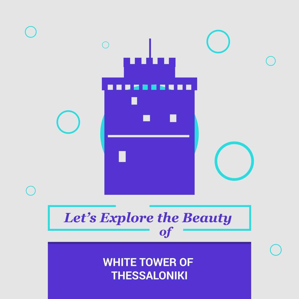 Lassen Sie uns die Schönheit des weißen Turms der nationalen Wahrzeichen von Thessloniki, Griechenland, erkunden vektor