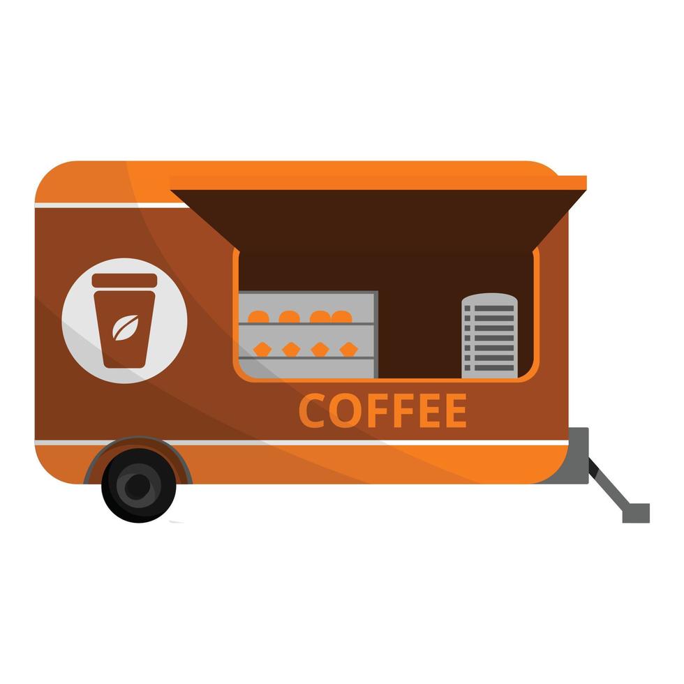 kaffe trailer ikon, tecknad serie stil vektor