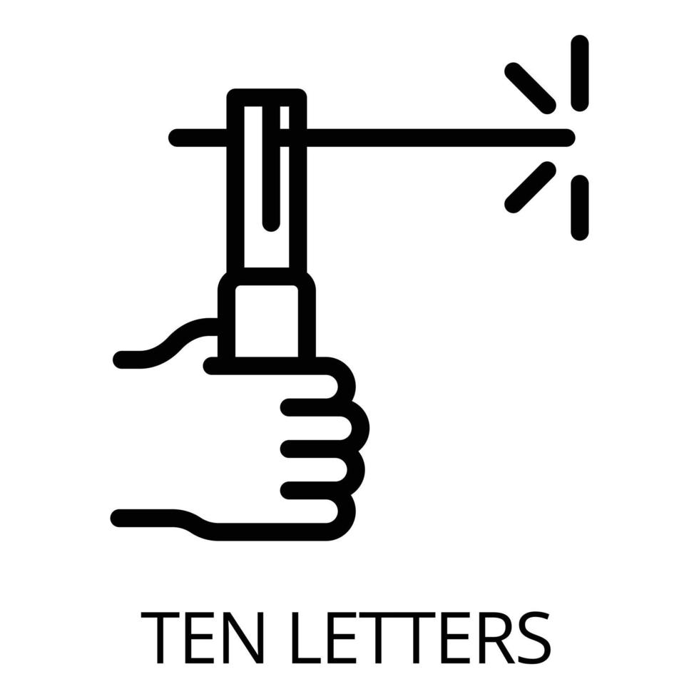 Symbol für Schweißer mit zehn Buchstaben, Umrissstil vektor