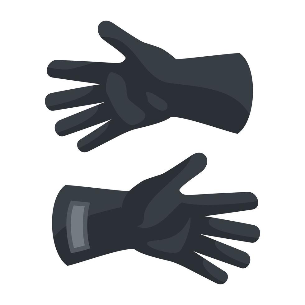 Symbol für schwarze Schutzhandschuhe, flacher Stil vektor