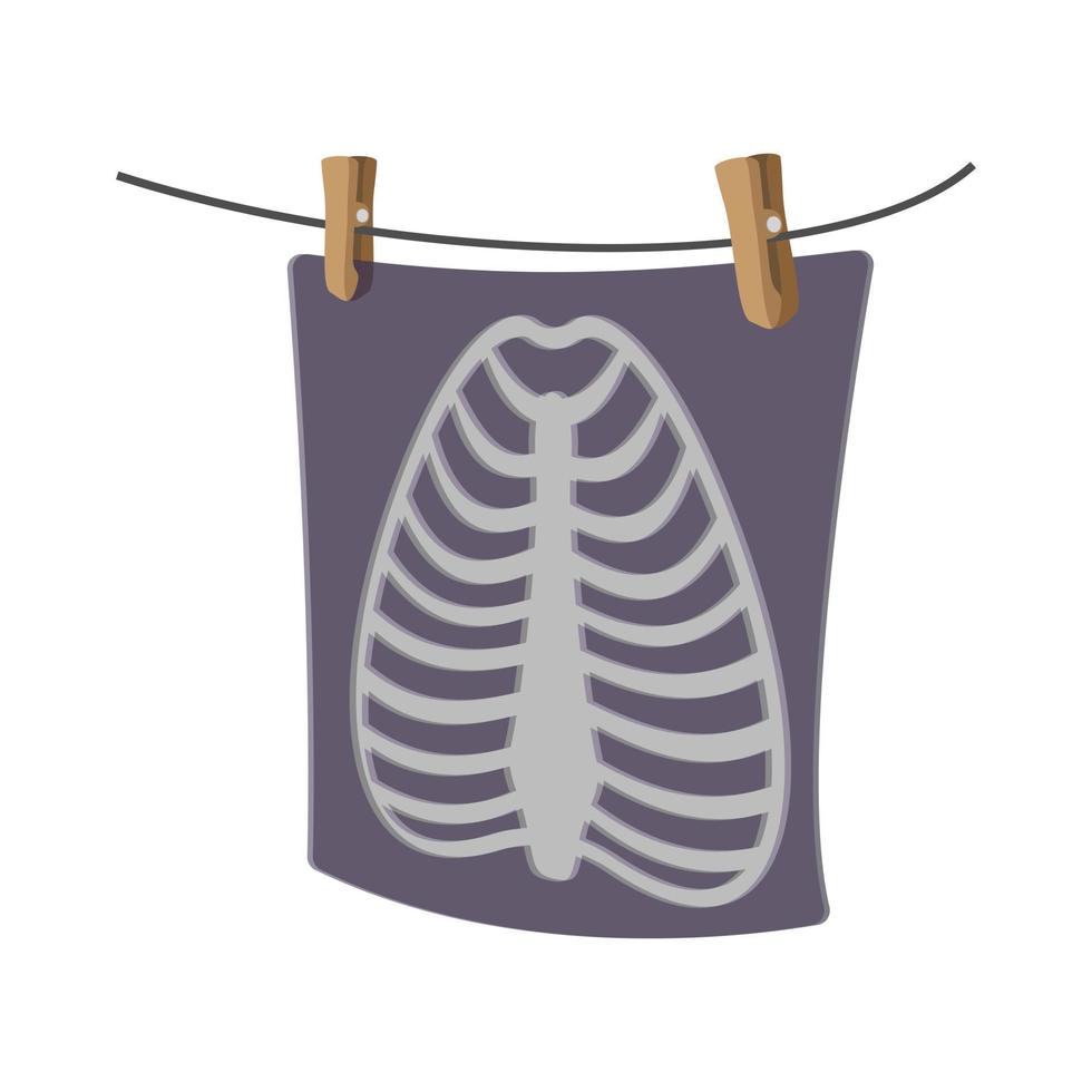Röntgenbild einer Cartoon-Ikone des menschlichen Brustkorbs vektor