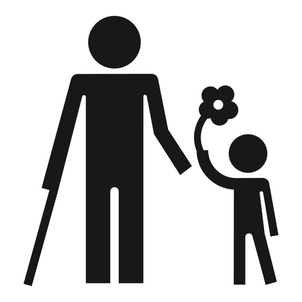 Behinderungsperson und gesundes Kindersymbol, einfacher Stil vektor