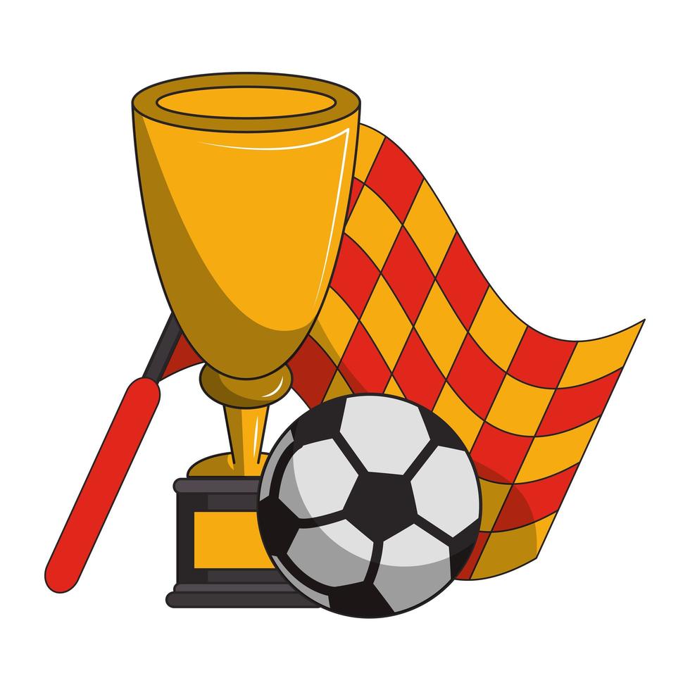 Fußballturnier Pokal und Flagge vektor