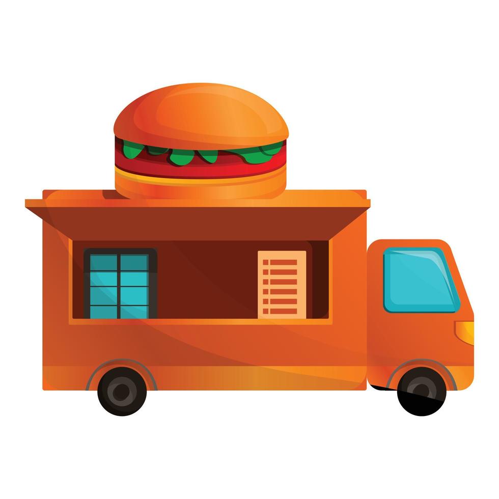 Burger-Truck-Symbol, Cartoon-Stil vektor
