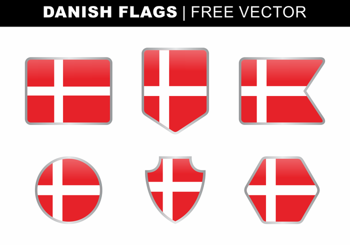 Danska flaggor Gratis Vector