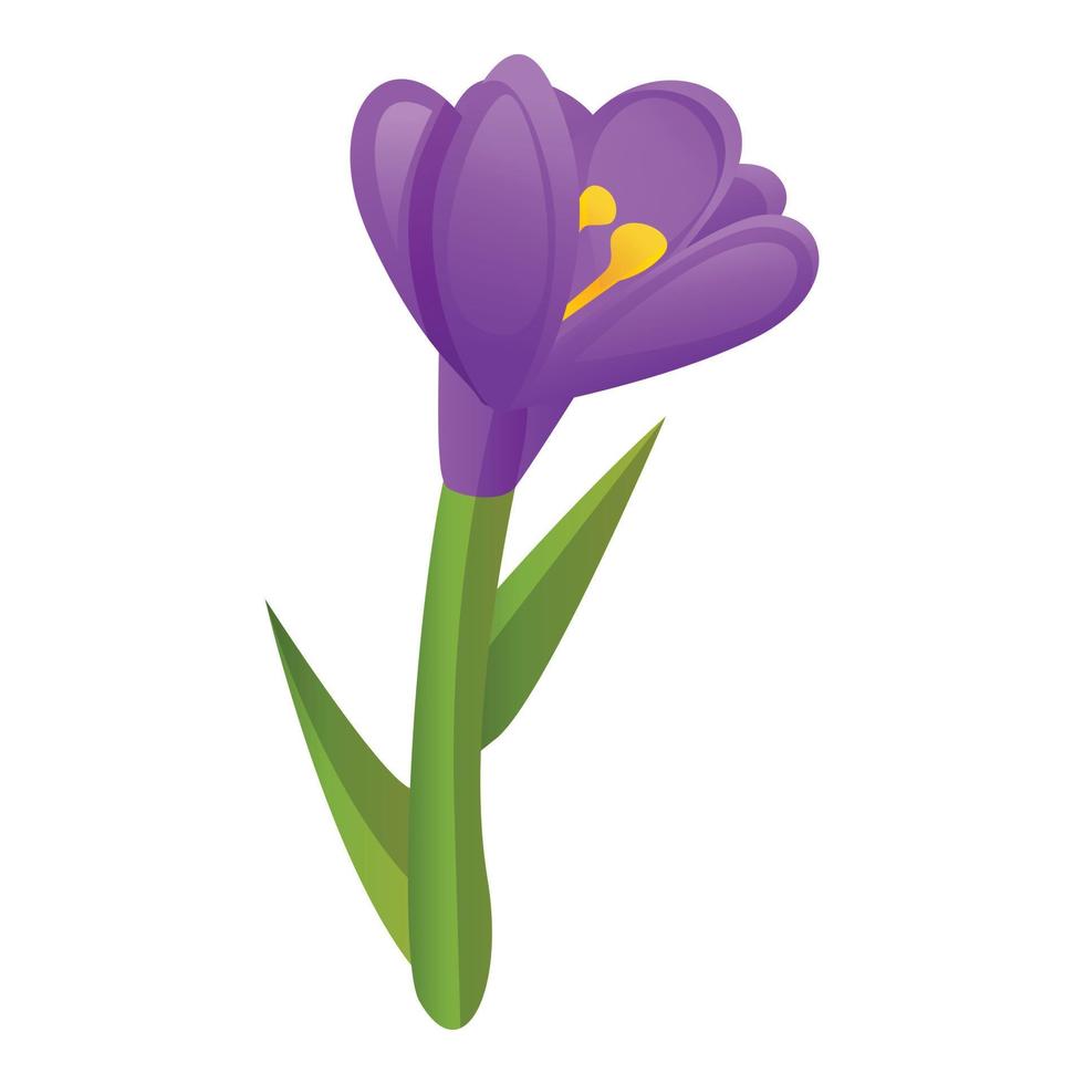 Krokus-Blume-Symbol, Cartoon-Stil vektor