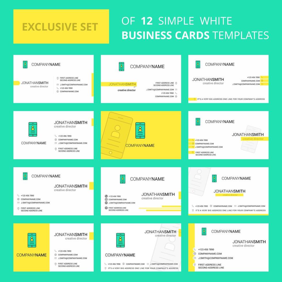 uppsättning av 12 användare profil kreativ busienss kort mall redigerbar kreativ logotyp och besöker kort bakgrund vektor
