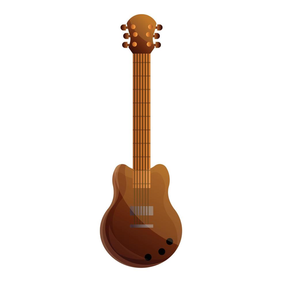brun elektrisk gitarr ikon, tecknad serie stil vektor
