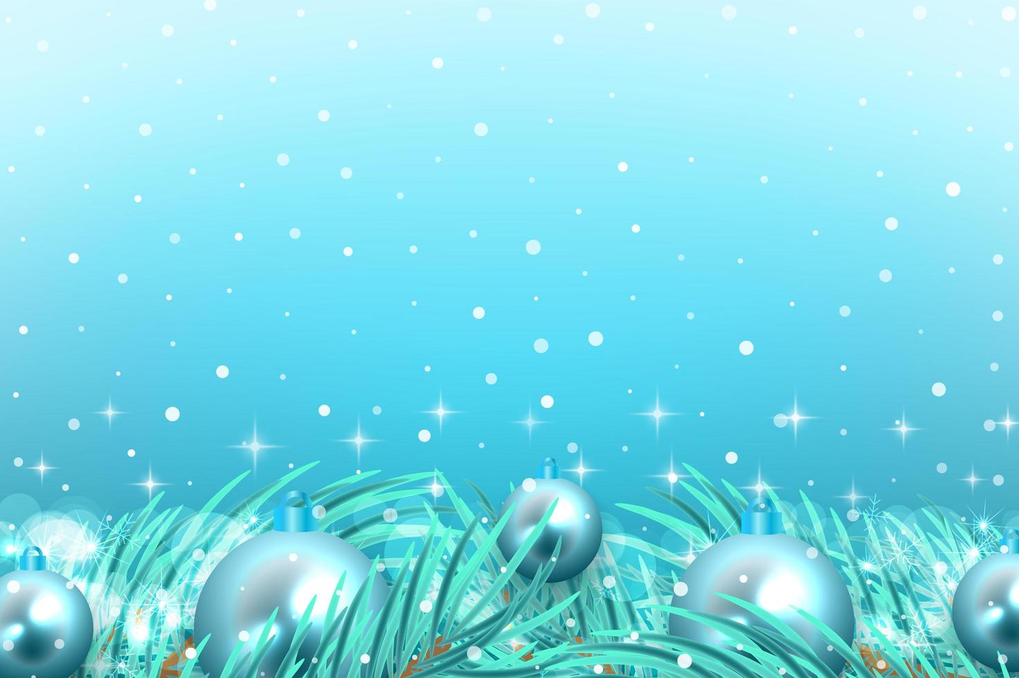 vinter firande bakgrund med snö, grenar och blå ornament vektor