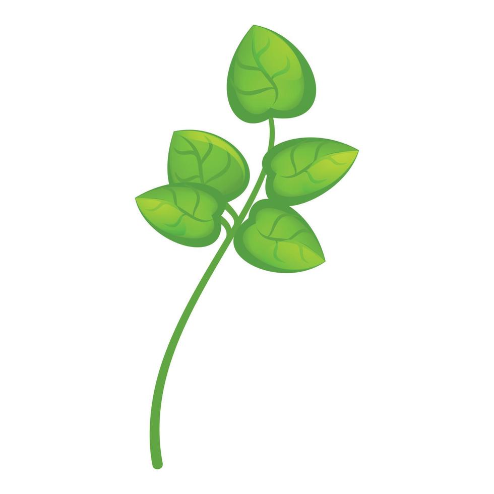 grünes Blatt-Zweig-Symbol, Cartoon-Stil vektor
