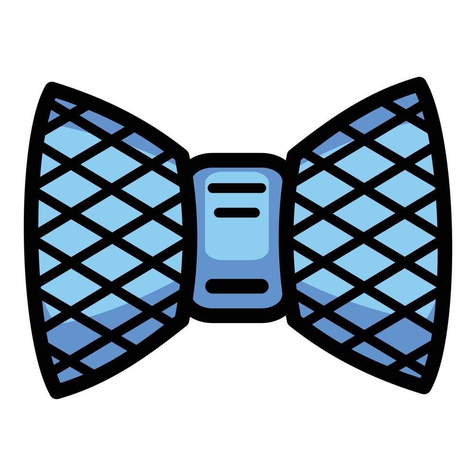 blå rosett slips ikon, översikt stil vektor