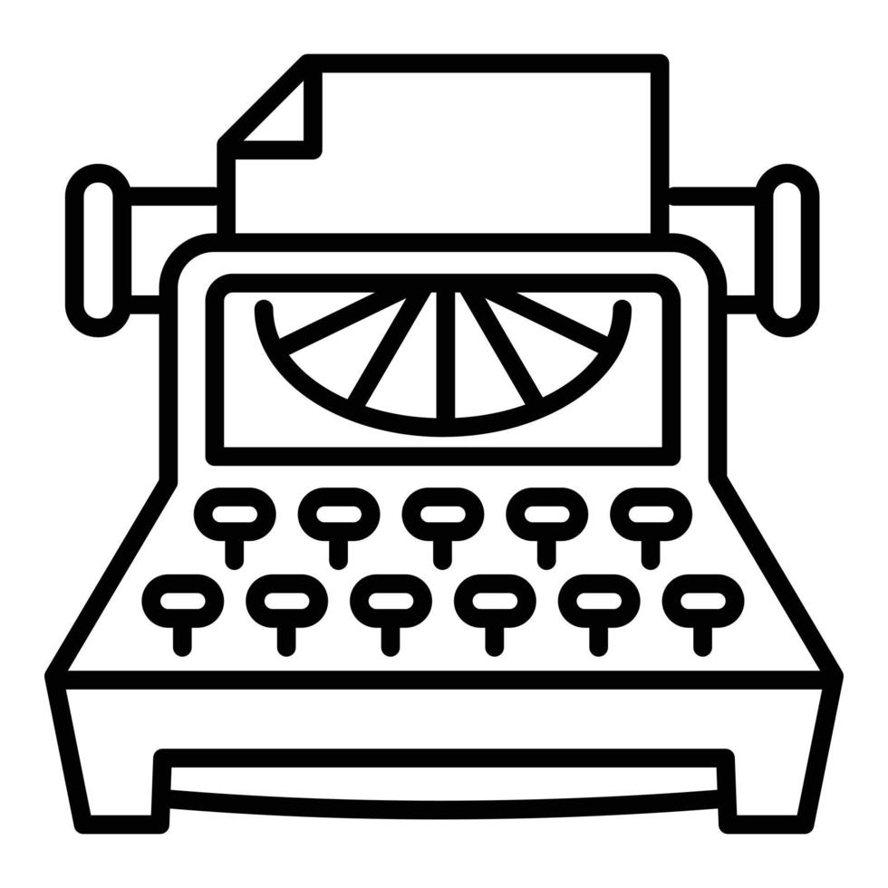 kontor skrivmaskin ikon, översikt stil vektor