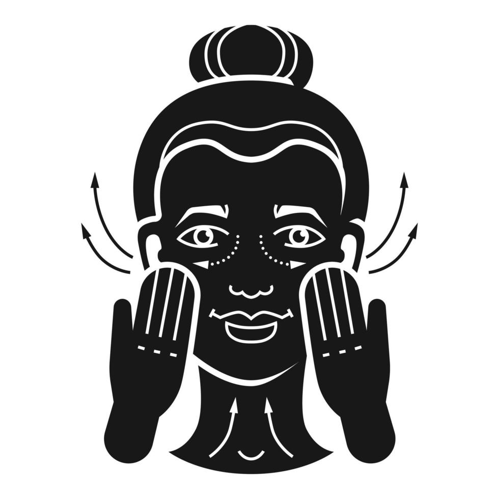 ansiktsbehandling massage ikon, enkel stil vektor