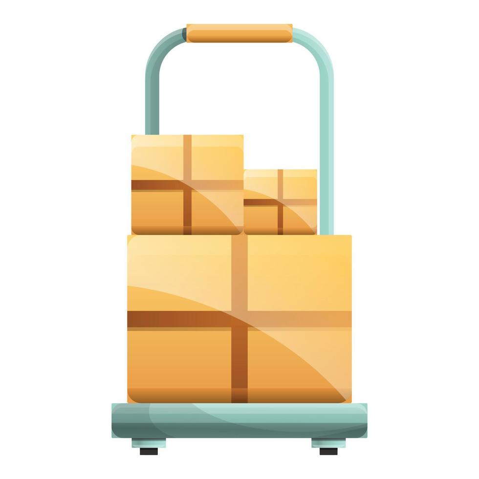 paket låda vagn ikon, tecknad serie stil vektor