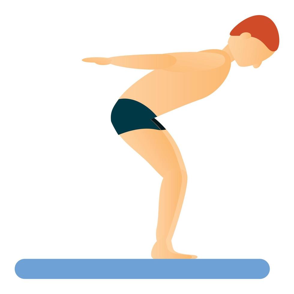 pojke hoppa dykning styrelse ikon, tecknad serie stil vektor