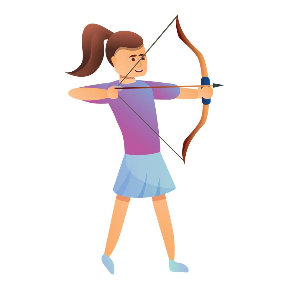 flicka archer ikon, tecknad serie stil vektor