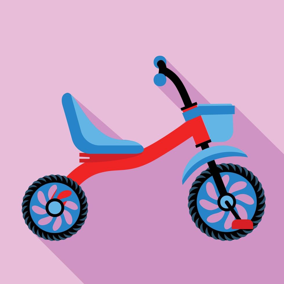 trehjuling med korg ikon, platt stil vektor