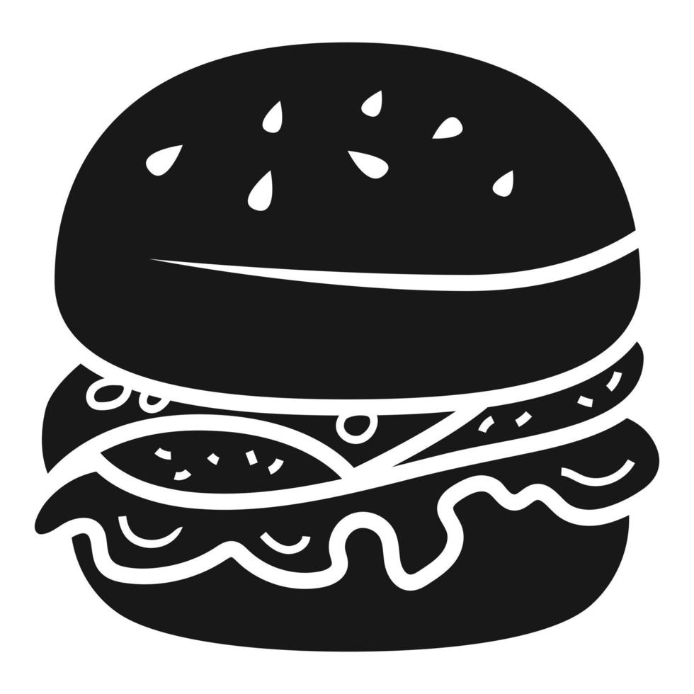 ohälsosam burger ikon, enkel stil vektor