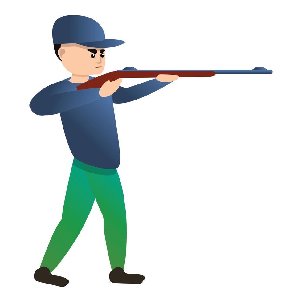 Mann schießt Gewehrsymbol, Cartoon-Stil vektor
