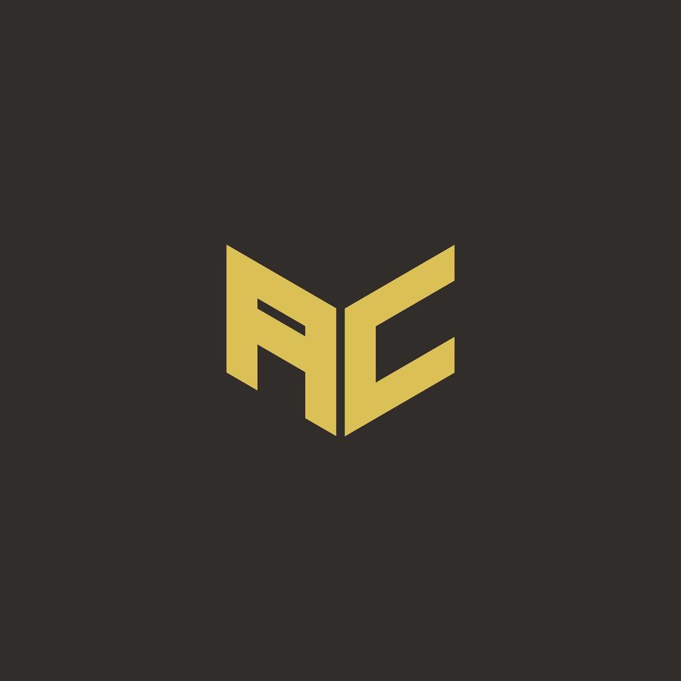 ac logotyp brev med guld och svart bakgrund vektor