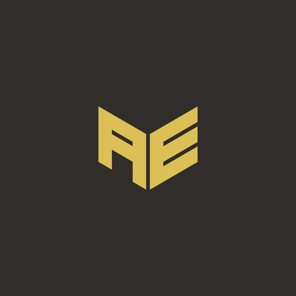 ae Logo Brief mit Gold und schwarzem Hintergrund vektor