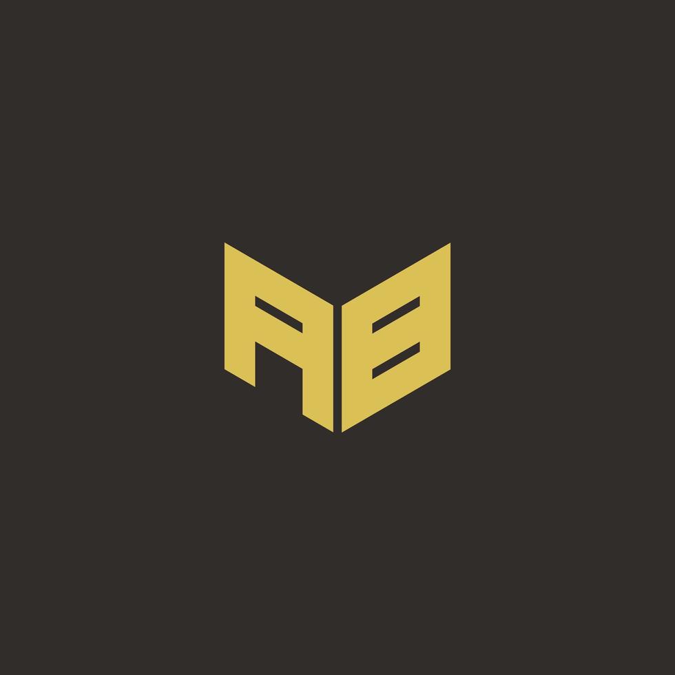 ab Logo Brief mit Gold und schwarzem Hintergrund vektor