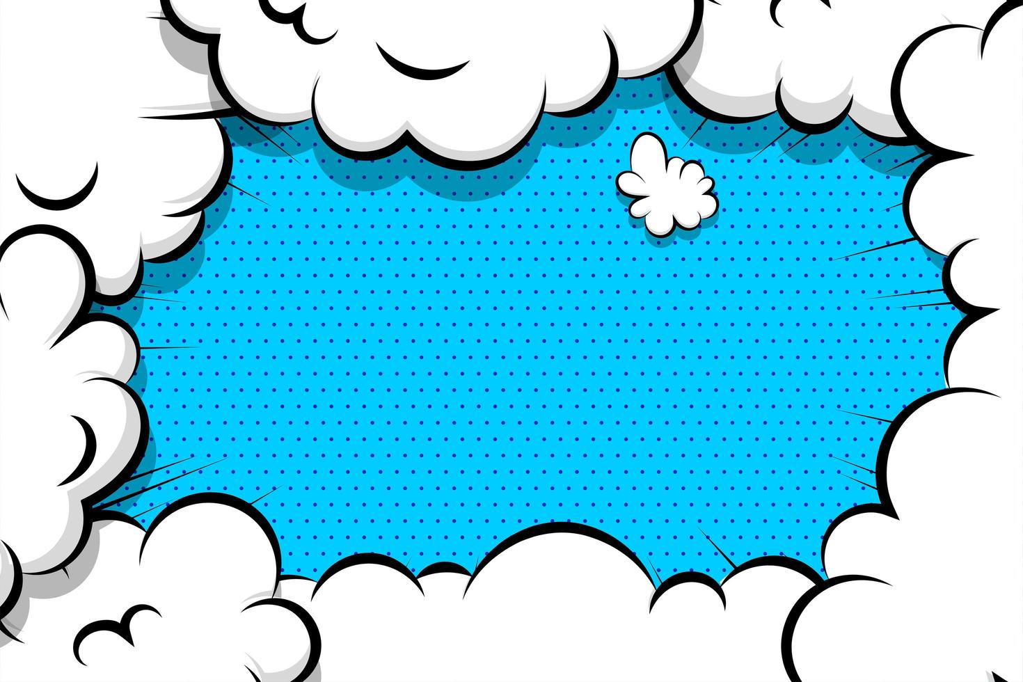 Comic Cloud Puff Frame auf blauem Punktmuster vektor