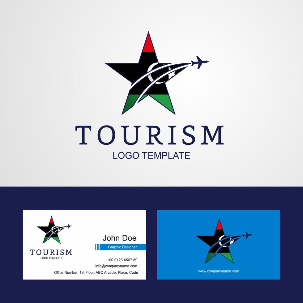 resa libyen flagga kreativ stjärna logotyp och företag kort design vektor