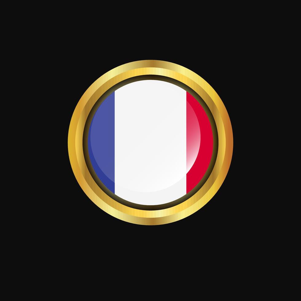 Frankrike flagga gyllene knapp vektor