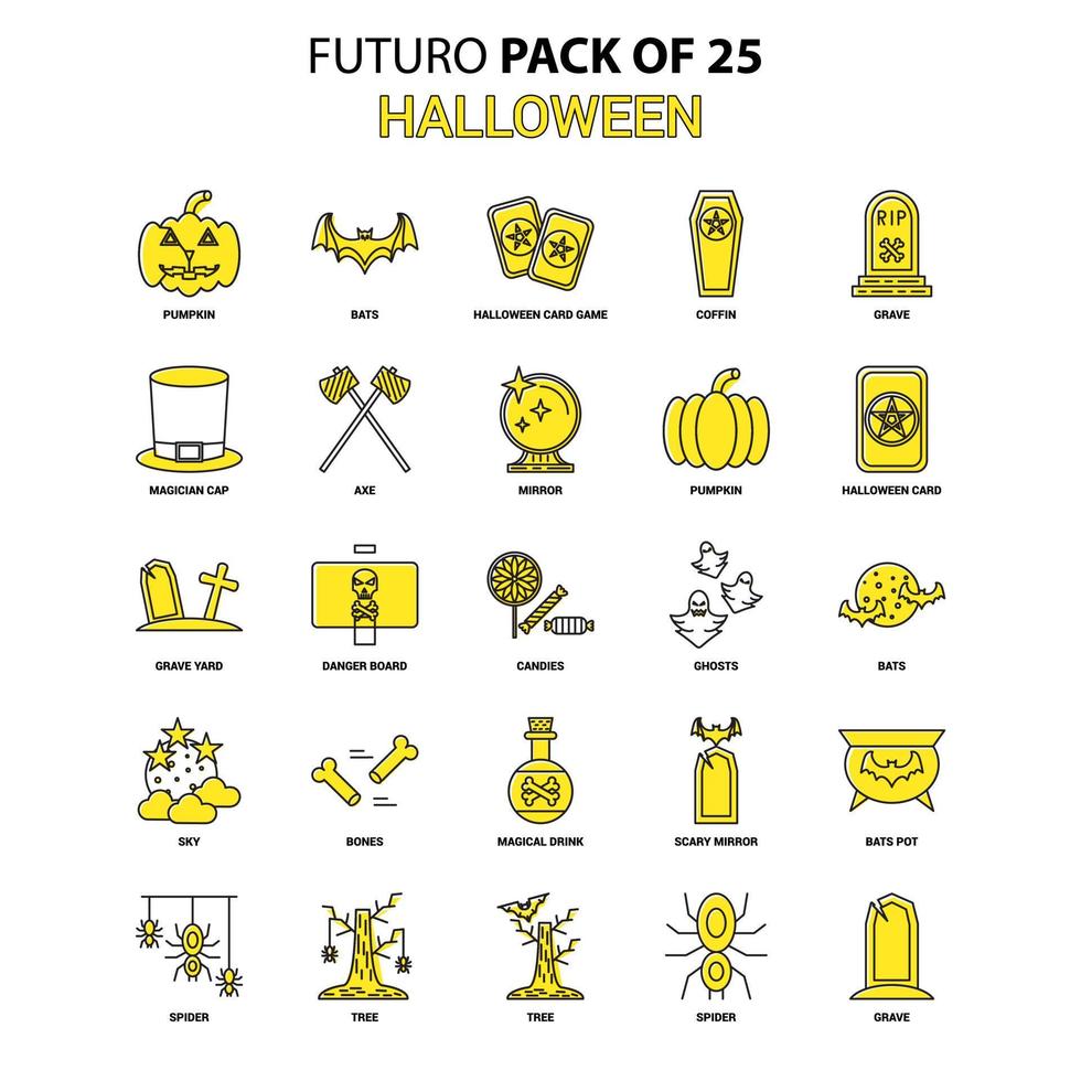 halloween ikon uppsättning gul futuro senast design ikon packa vektor