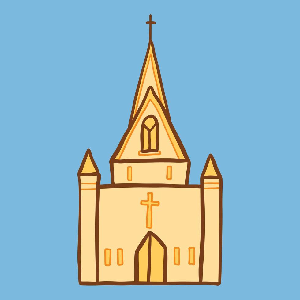 katedral kyrka ikon, hand dragen stil vektor