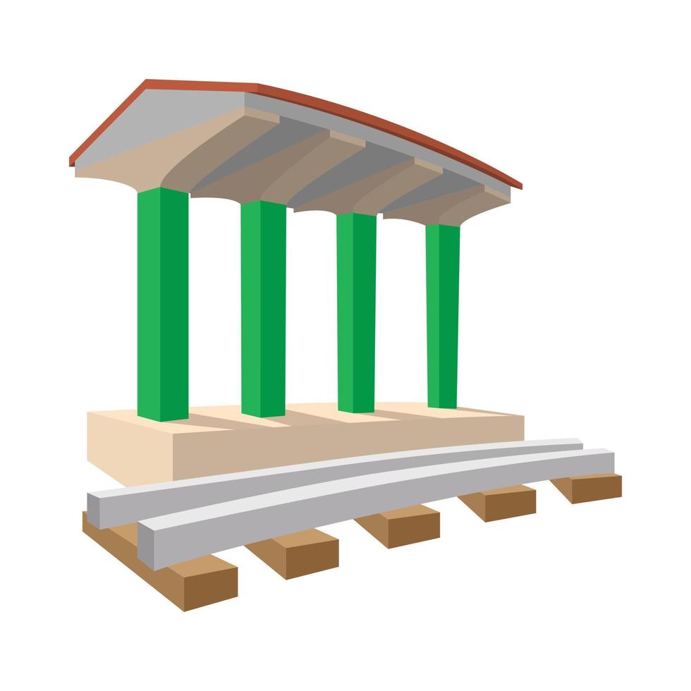 tåg station tecknad serie ikon vektor