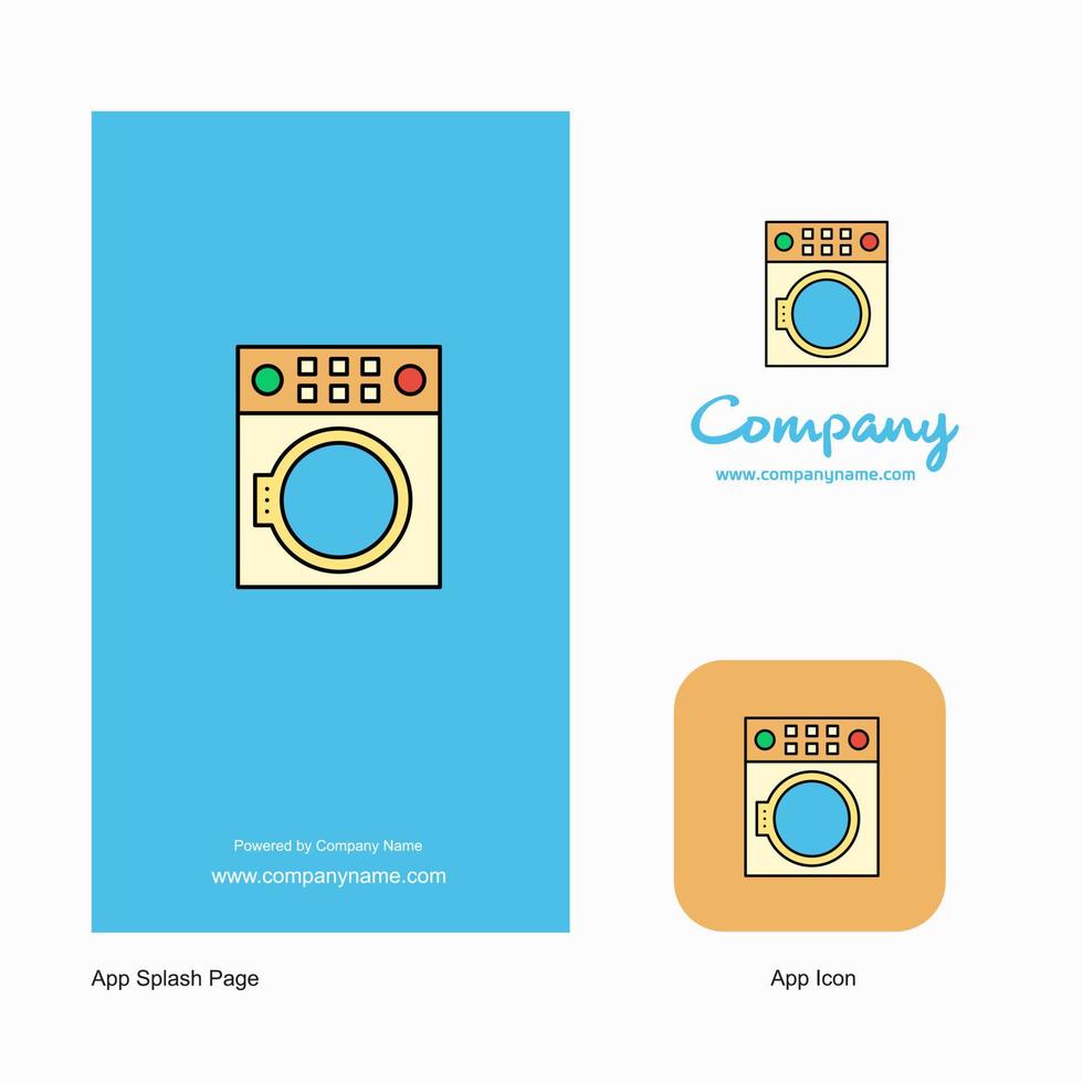 tvättning maskin företag logotyp app ikon och stänk sida design kreativ företag app design element vektor