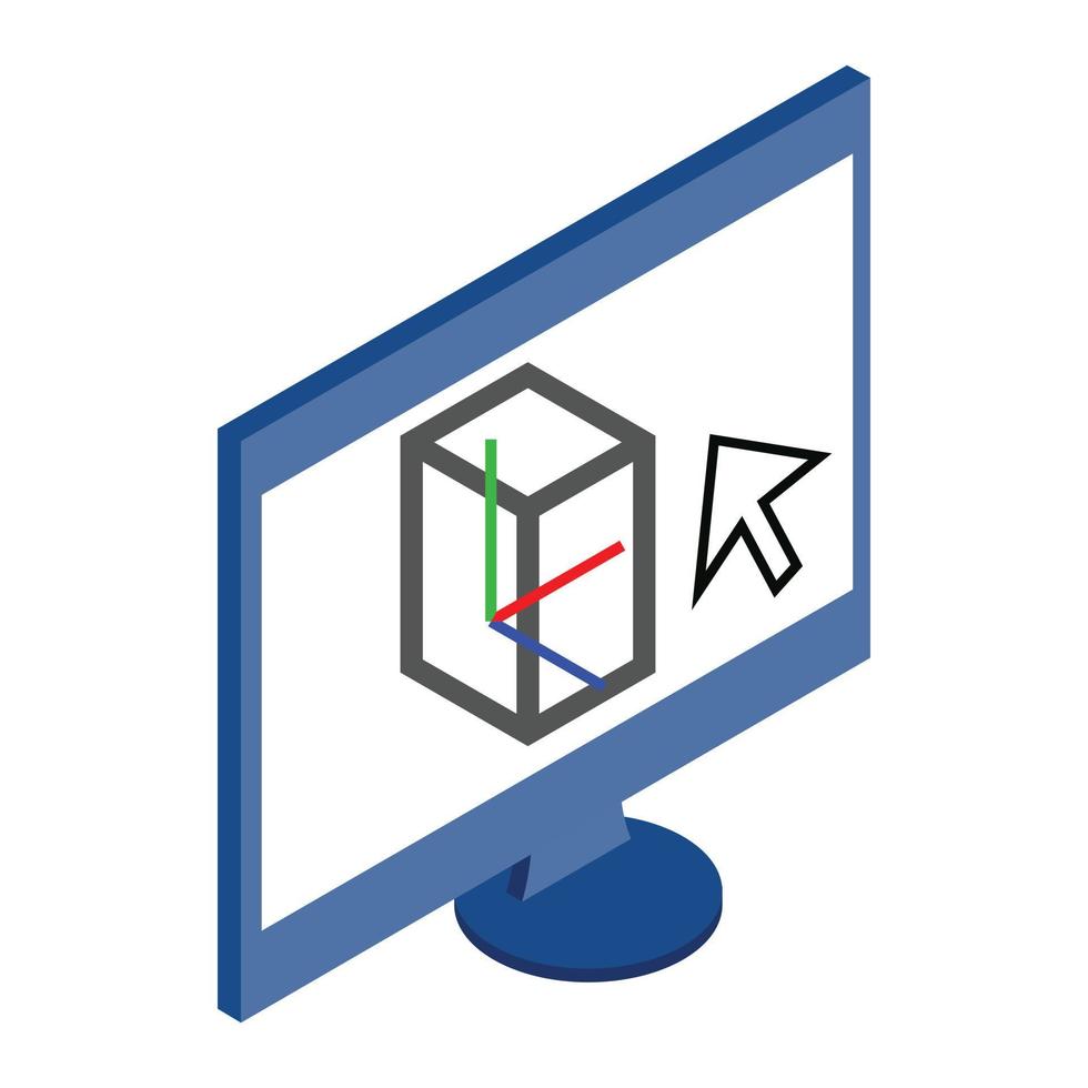 Computermonitor-Symbol im isometrischen 3D-Stil vektor